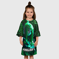 Платье клеш для девочки Minecraft девушка зеленый мир, цвет: 3D-принт — фото 2