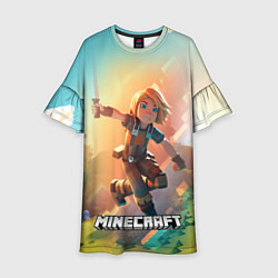 Платье клеш для девочки Персонаж Minecraft в атаке, цвет: 3D-принт