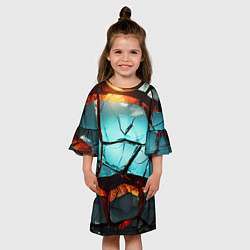 Платье клеш для девочки Абстрактные камни разломленные, цвет: 3D-принт — фото 2