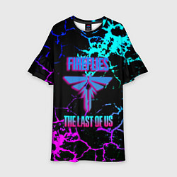 Платье клеш для девочки Одни из нас неоновое лого текстура, цвет: 3D-принт