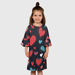 Платье клеш для девочки Сердечный паттерн, цвет: 3D-принт — фото 2