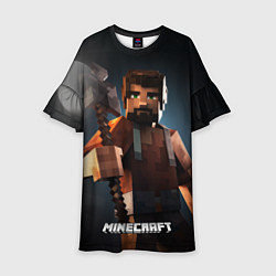 Платье клеш для девочки Minecraft персонаж с бородой ночью, цвет: 3D-принт