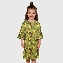 Платье клеш для девочки Сердечки - камуфляж, цвет: 3D-принт — фото 2