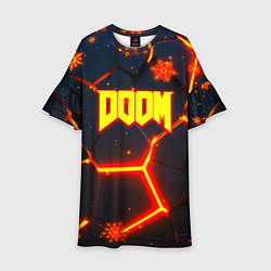 Детское платье Doom плиты лого в огне