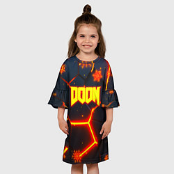 Платье клеш для девочки Doom плиты лого в огне, цвет: 3D-принт — фото 2