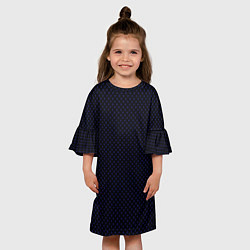 Платье клеш для девочки Чёрный паттерн в синий горошек, цвет: 3D-принт — фото 2
