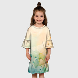 Платье клеш для девочки Светлая акварель, цвет: 3D-принт — фото 2