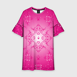 Платье клеш для девочки Узоры на розовом фоне, цвет: 3D-принт