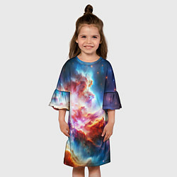 Платье клеш для девочки The cosmic nebula, цвет: 3D-принт — фото 2