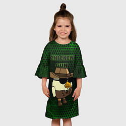 Платье клеш для девочки Chicken gun green, цвет: 3D-принт — фото 2