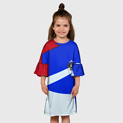 Платье клеш для девочки Россия спортивная геометрия герб, цвет: 3D-принт — фото 2