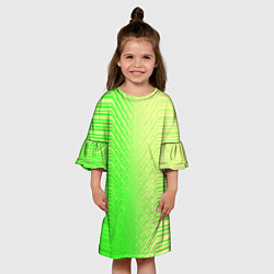 Платье клеш для девочки Зелёные градиентные линии, цвет: 3D-принт — фото 2