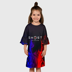 Платье клеш для девочки Ghost of Tsushima неоновый огонь, цвет: 3D-принт — фото 2