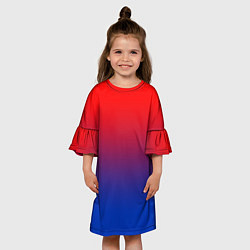 Платье клеш для девочки Красный и синий градиент, цвет: 3D-принт — фото 2