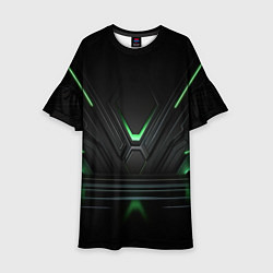 Детское платье Футуристическая абстракция с зеленым неоновым свет