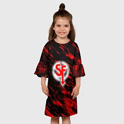 Платье клеш для девочки Sally face красные искры, цвет: 3D-принт — фото 2