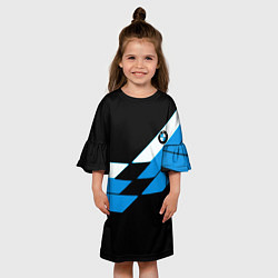Платье клеш для девочки BMW sport geometry blu, цвет: 3D-принт — фото 2