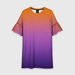 Платье клеш для девочки Градиент оранжево-фиолетовый, цвет: 3D-принт