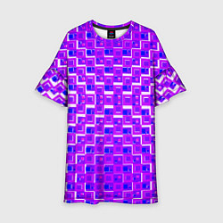 Платье клеш для девочки Фиолетовые квадраты на белом фоне, цвет: 3D-принт