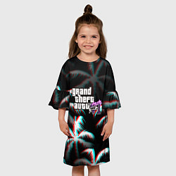 Платье клеш для девочки GTA 6 vice city glitch, цвет: 3D-принт — фото 2