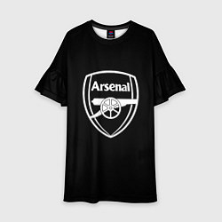 Платье клеш для девочки Arsenal fc белое лого, цвет: 3D-принт