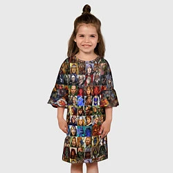 Платье клеш для девочки Портреты всех героев, цвет: 3D-принт — фото 2