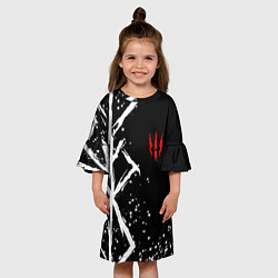 Платье клеш для девочки Ведьмак - белые руны, цвет: 3D-принт — фото 2