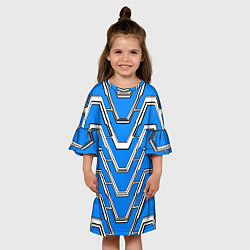Платье клеш для девочки Техно броня синяя, цвет: 3D-принт — фото 2
