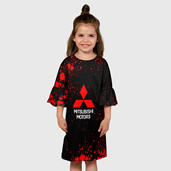 Платье клеш для девочки Митсубиси - красные брызги, цвет: 3D-принт — фото 2