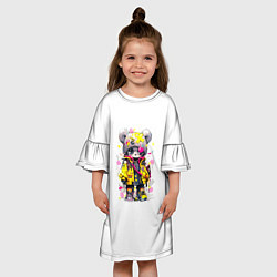 Платье клеш для девочки Медвежонок аниме в стиле pop art, цвет: 3D-принт — фото 2