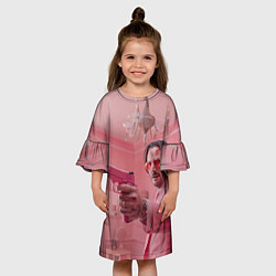 Платье клеш для девочки Джон Уик в розовом костюме, цвет: 3D-принт — фото 2