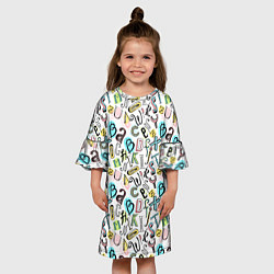 Платье клеш для девочки Цветные каракули буквы алфавита, цвет: 3D-принт — фото 2