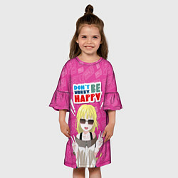 Платье клеш для девочки Позитивная девочка в стиле манга, цвет: 3D-принт — фото 2