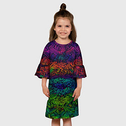 Платье клеш для девочки Мистический неоновый паттерн, цвет: 3D-принт — фото 2