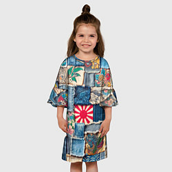 Платье клеш для девочки Японское художество пэчворк, цвет: 3D-принт — фото 2