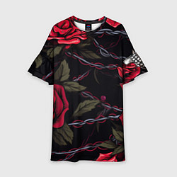 Детское платье Череп и красные розы