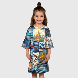 Платье клеш для девочки Пэчворк из Тайланда, цвет: 3D-принт — фото 2
