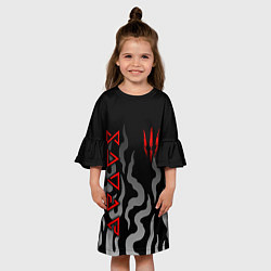 Платье клеш для девочки Ведьмак- языки пламени, цвет: 3D-принт — фото 2