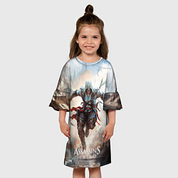 Платье клеш для девочки Assassins creed паркур, цвет: 3D-принт — фото 2