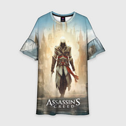 Платье клеш для девочки Assassins creed на фоне дворца, цвет: 3D-принт