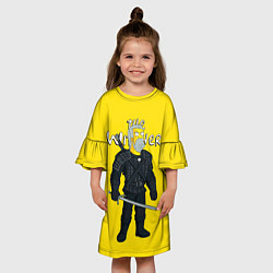 Платье клеш для девочки Ведьмак симпсоны, цвет: 3D-принт — фото 2