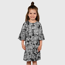 Платье клеш для девочки Чёрно-серый абстракция пятна, цвет: 3D-принт — фото 2
