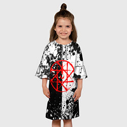 Платье клеш для девочки Стальной алхимик - брызги черно-белые, цвет: 3D-принт — фото 2