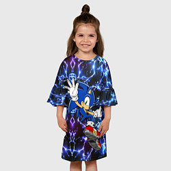 Платье клеш для девочки Sonic blue x, цвет: 3D-принт — фото 2