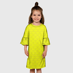 Платье клеш для девочки Паттерн овалов на желтом, цвет: 3D-принт — фото 2