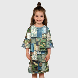 Платье клеш для девочки Джинсы с камуфляжем пэчворк, цвет: 3D-принт — фото 2