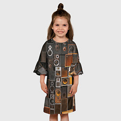 Платье клеш для девочки Винтажные колонки, цвет: 3D-принт — фото 2
