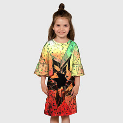 Платье клеш для девочки Кислотное разбитое стекло, цвет: 3D-принт — фото 2