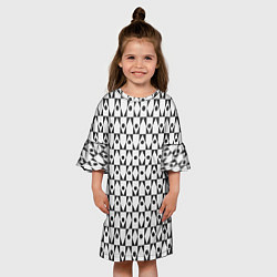 Платье клеш для девочки Чёрно-белые ромбы и круги на белом фоне, цвет: 3D-принт — фото 2