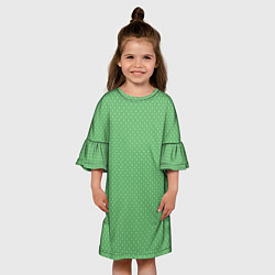 Платье клеш для девочки Светлый зелёный в маленький белый горошек, цвет: 3D-принт — фото 2